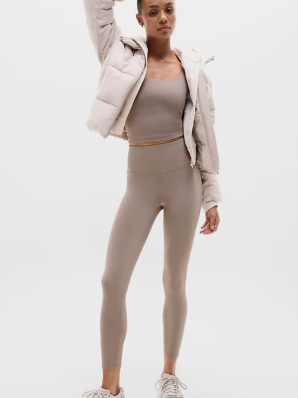 Athleta Elation Ultra High Rise 7/8 Tight Leggings Mushroom Brown Size Large - Picture 3 of 7